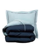 Parure housse de couette en Percale de Coton Bumblebee bleu/bleu marine