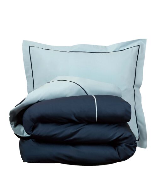 Parure housse de couette en Percale de Coton Bumblebee bleu/bleu marine