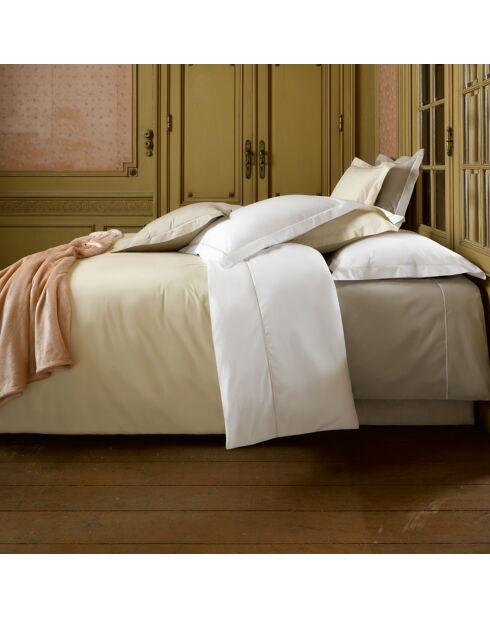 Parure housse de couette  en Percale de Coton Bumblebee blanc/beige