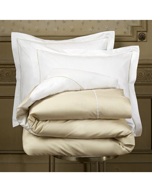 Parure housse de couette  en Percale de Coton Bumblebee blanc/beige