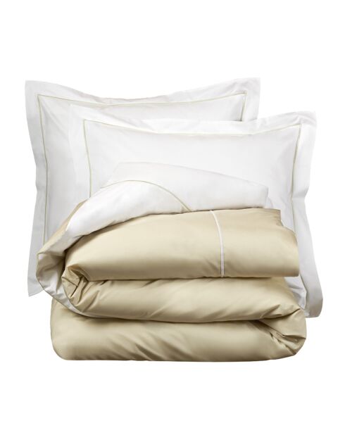 Parure housse de couette  en Percale de Coton Bumblebee blanc/beige