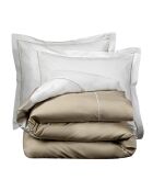Parure housse de couette  en Percale de Coton Bumblebee blanc/taupe