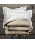 Parure housse de couette  en Percale de Coton Bumblebee blanc/taupe