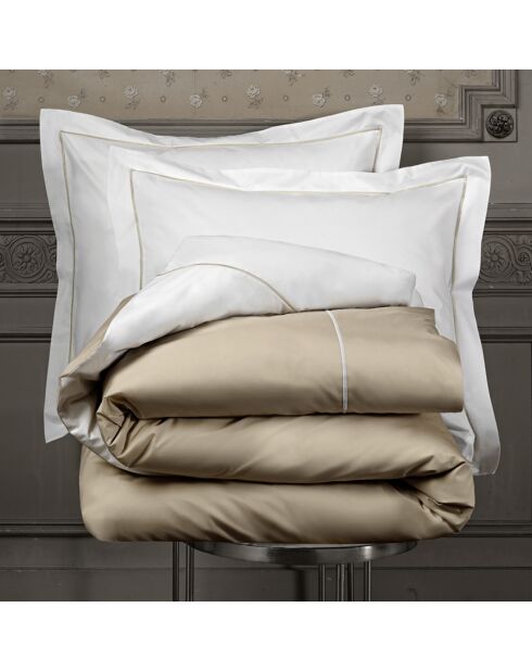 Parure housse de couette  en Percale de Coton Bumblebee blanc/taupe