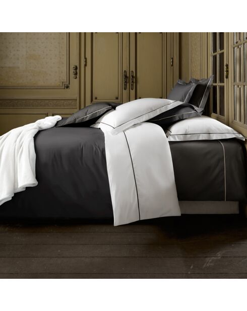 Wit/donkergrijs dekbedovertrekset Bumblebee katoen perkal