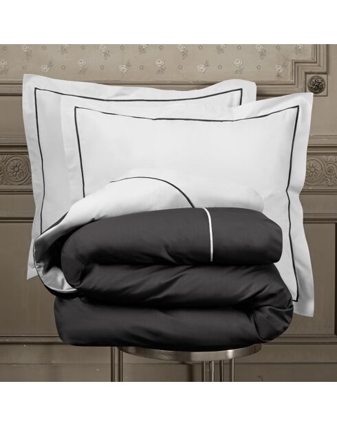 Parure housse de couette  en Percale de Coton Bumblebee blanc/gris foncé