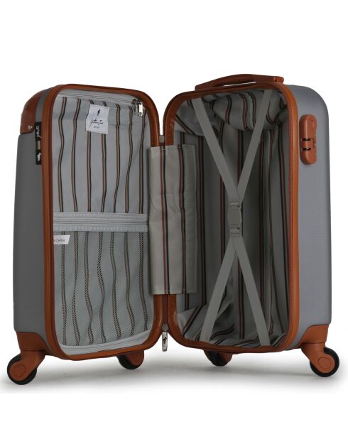 Valise Cabine 4 roues simples Henry-E 50 cm argentée