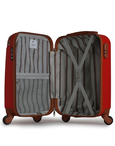 Henry-E 50 cm rode cabinekoffer met 4 wielen en één wiel