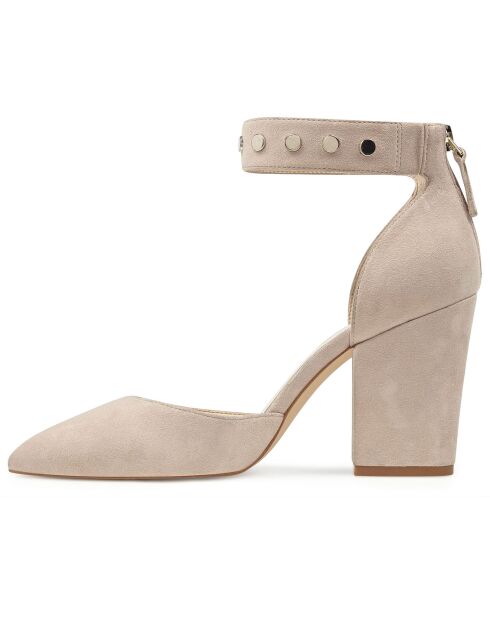 Escarpins en Velours de Cuir Sharmain beiges - Talon 8.5 cm