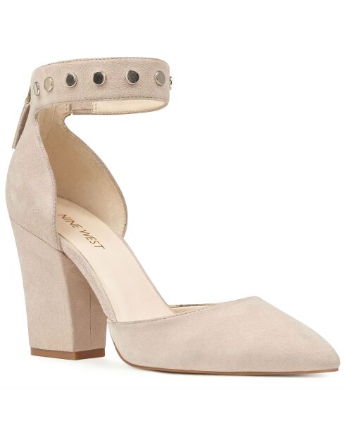 Escarpins en Velours de Cuir Sharmain beiges - Talon 8.5 cm