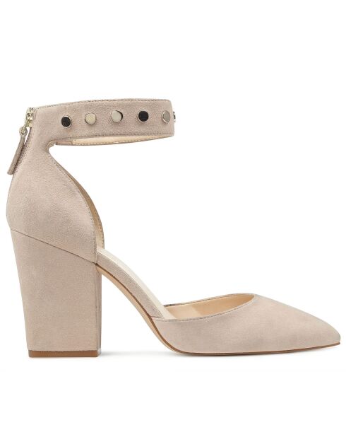 Escarpins en Velours de Cuir Sharmain beiges - Talon 8.5 cm