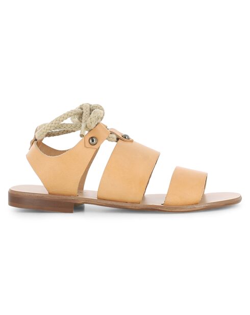 Sandales en Cuir Fauve nude