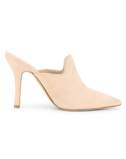 Mules en Velours de Cuir Cesar roses - Talon 10 cm