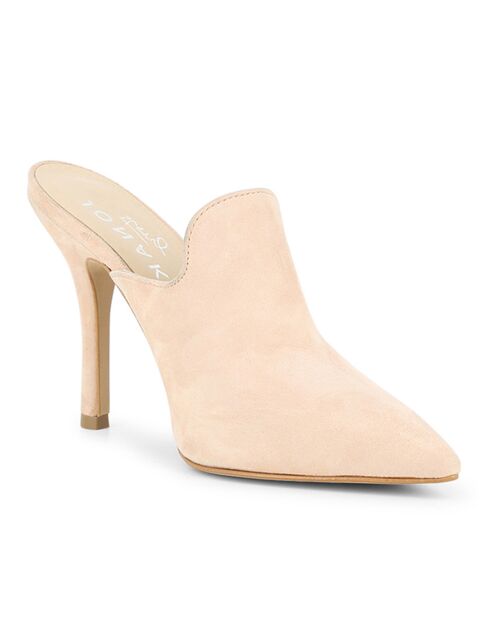 Mules en Velours de Cuir Cesar roses - Talon 10 cm