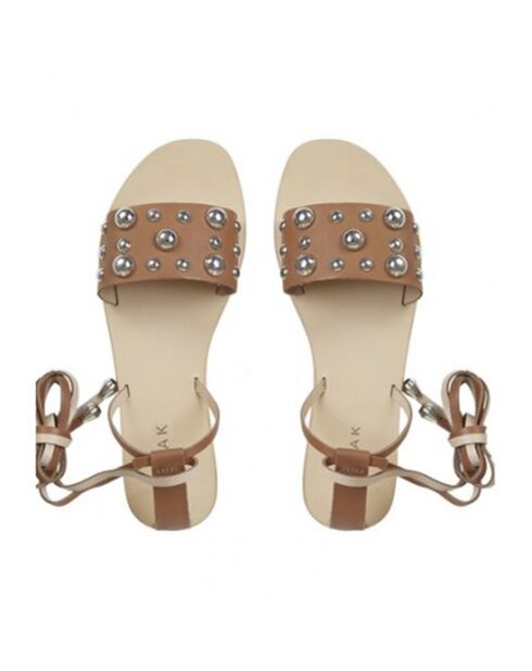 Mario Cognac leren sandalen