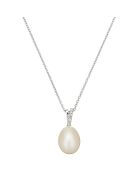 Pendentif & Chaîne Luliwa Diamants 0.02 ct & Perle or blanc