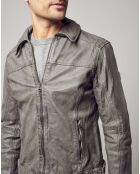 Grijze leren bodyjas