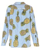 Chemise Gourmandise rayée & motifs ananas bleu pétrole