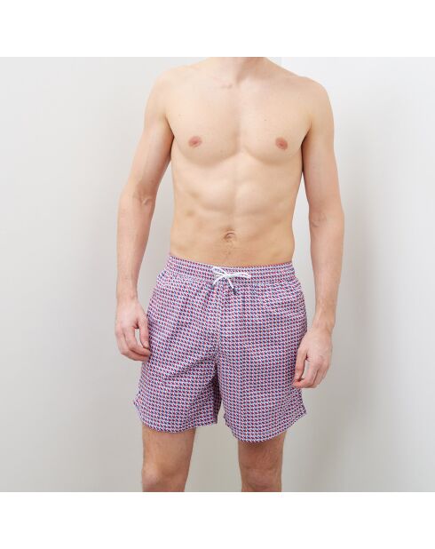 Short de bain Geo print rouge/blanc/bleu