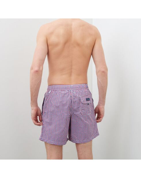 Short de bain Geo print rouge/blanc/bleu