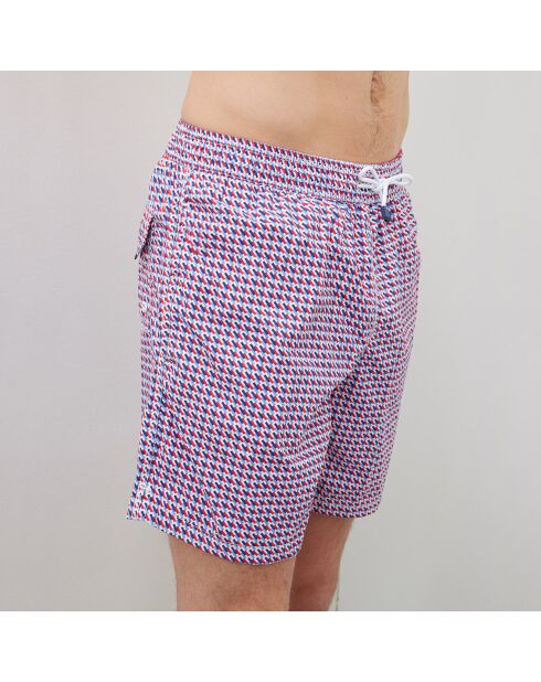 Short de bain Geo print rouge/blanc/bleu