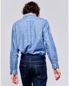 Chemise regular en Lin & Coton Goat à motifs étoiles bleue