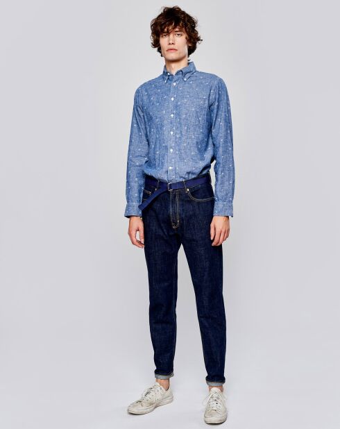 Chemise regular en Lin & Coton Goat à motifs étoiles bleue