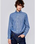 Chemise regular en Lin & Coton Goat à motifs étoiles bleue