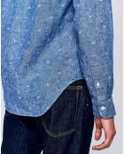 Chemise regular en Lin & Coton Goat à motifs étoiles bleue