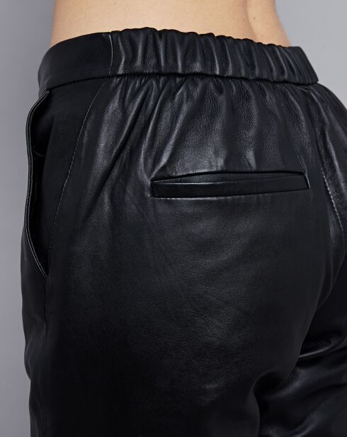 Pantalon droit en Cuir Masala noir