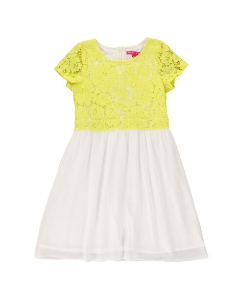 Gelb/weißes Weihnachtsmannkleid mit bestickter Spitze
