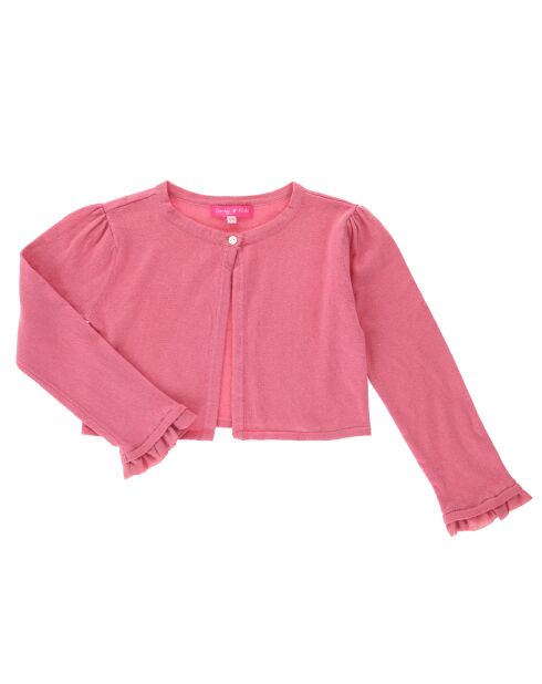 Gilet Romane manches volantées uni rose foncé