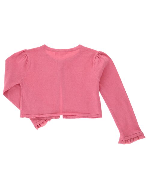 Gilet Romane manches volantées uni rose foncé