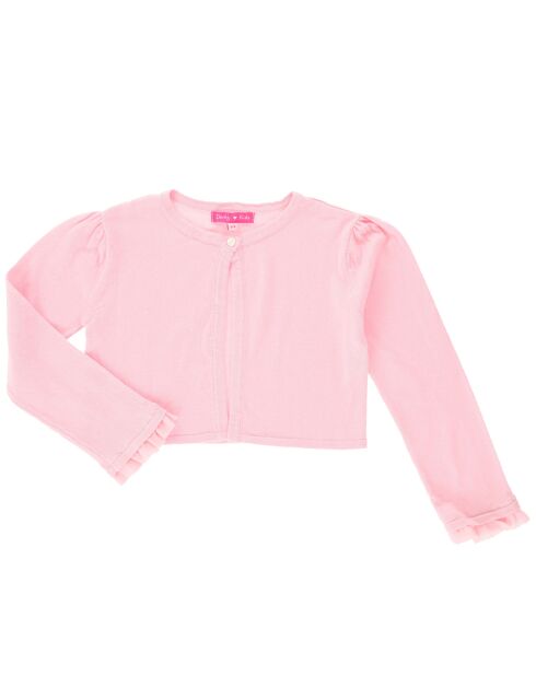 Gilet Romane manches volantées uni rose clair