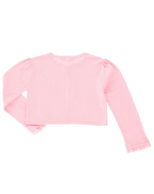 Gilet Romane manches volantées uni rose clair