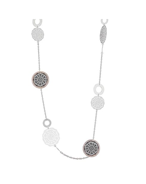 Sautoir Sofia argenté/doré/noir