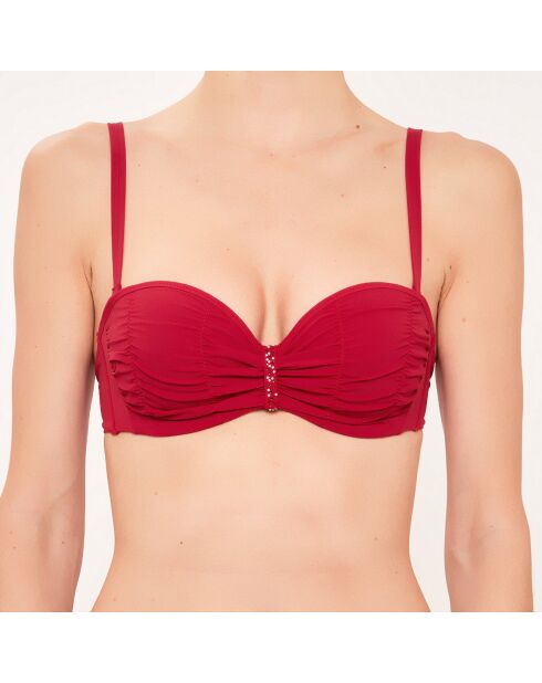 Haut de maillot de bain Bandeau à coques drapé rouge