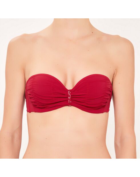 Haut de maillot de bain Bandeau à coques drapé rouge
