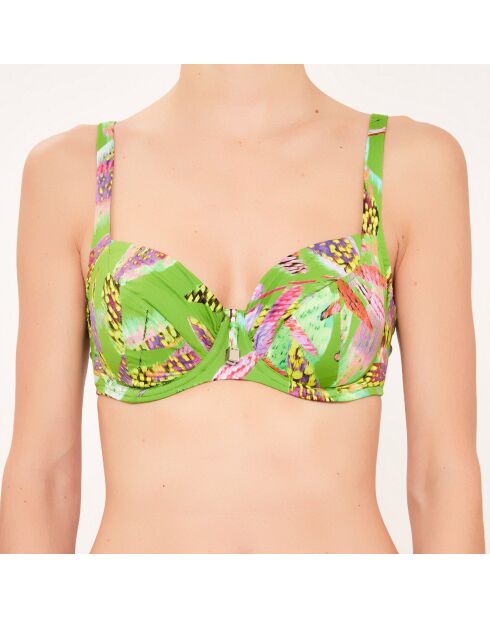 Suave top de traje de baño con marco verde