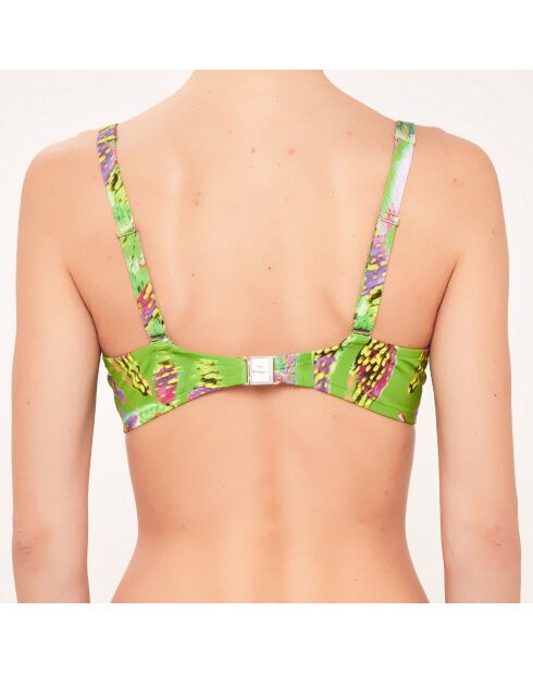 Suave top de traje de baño con marco verde