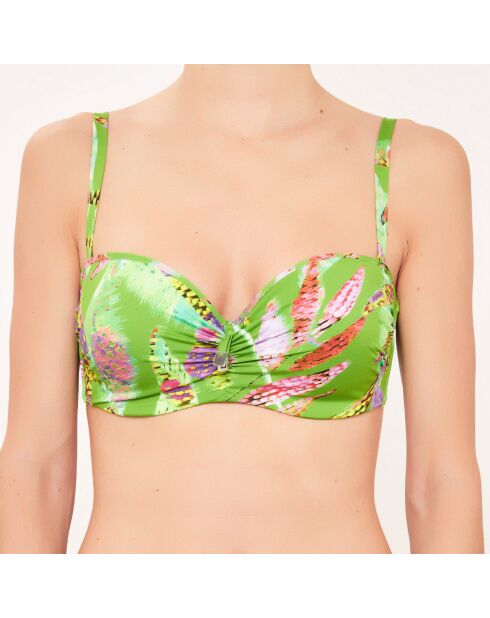 Costume da bagno a fascia con coppe a conchiglia da D a G verde