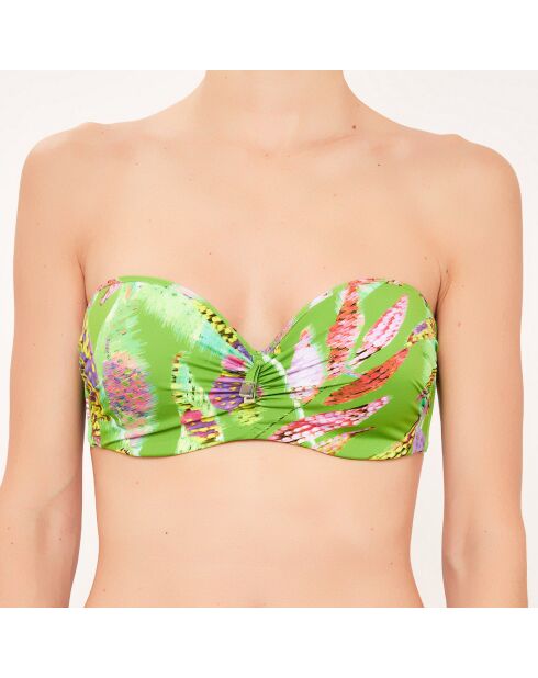 Costume da bagno a fascia con coppe a conchiglia da D a G verde