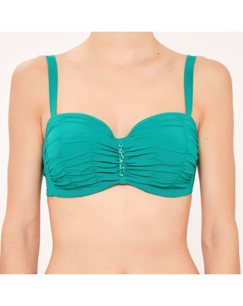 Bandeau-Badeanzug-Top mit Cups D bis G Cups grün