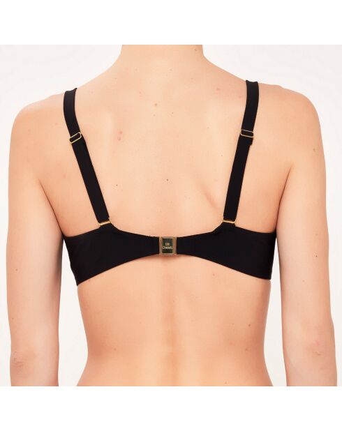 Top de baño negro suave con aros