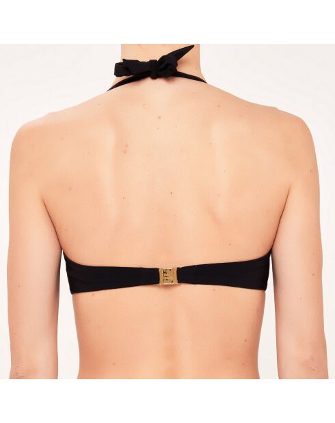 Top da bagno a triangolo con conchiglie nere