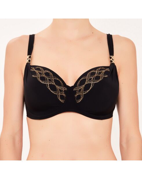 Haut de maillot de bain Corbeille à coques bonnets D à G noir