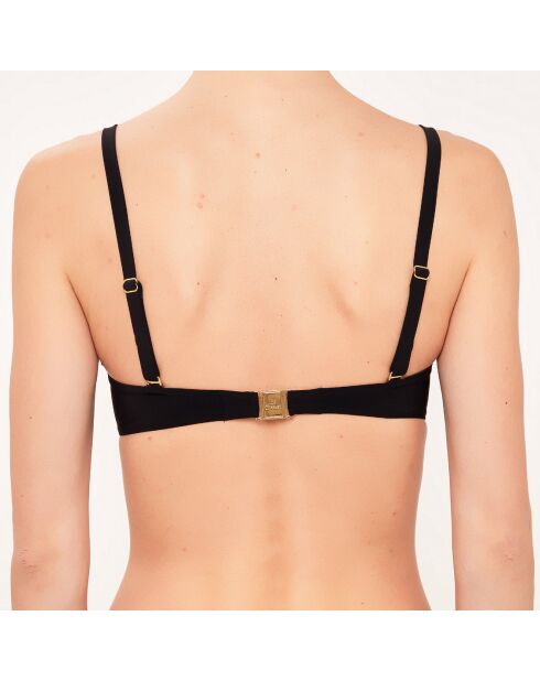 Schwarzes Bandeau-Bikinioberteil mit Muschelmuster
