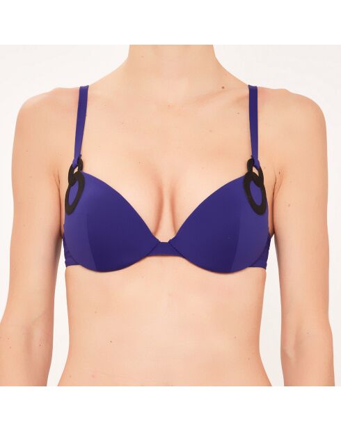 Inktblauwe badpaktop met schelpmand