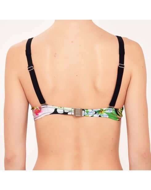 Schwarz/grünes Triangel-Badeanzugoberteil mit Bügeln