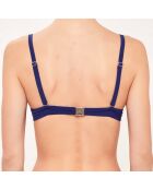 Haut de maillot de bain Corbeille à coques drapé bleu
